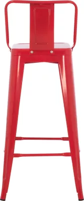 Karrige për bar metalike Melita me shpinë, ngjyrë e kuqe, FH8643.04, 43x43x100 cm