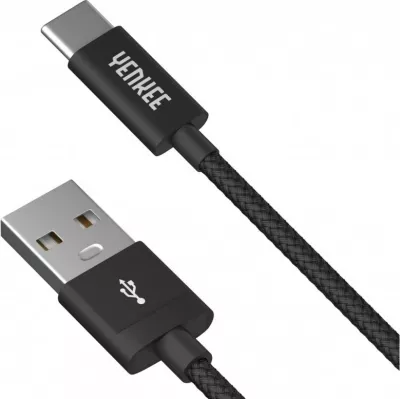 Kabllo YENKEE YCU 301BK, USB A 2.0 në USB Type C, 1m, E zezë
