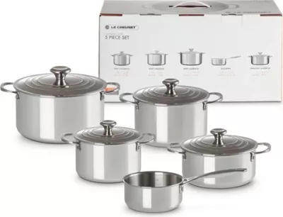 Set tenxheresh Le Creuset 3-Ply Plus, 5 pjesë, argjend