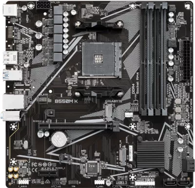 Pllakë amë GIGABYTE B550M K, mATX, AMD AM4, DDR4 128GB, 2x M.2, 4x SATA3, USB 3.2 Gen1, DisplayPort/HDMI