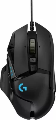 Maus gaming Logitech G502 HERO 910-005471, 25,600 DPI, 11 butona, RGB LIGHTSYNC, me kabllo, me pesha të rregullueshme, i zi