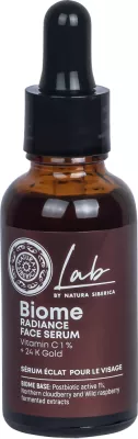 Serum për fytyrë për femra Natura Siberica Lab Biome Illuminating me Vitaminë C 1% dhe 24K Gold, 30ml
