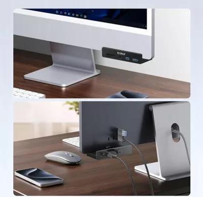 Hub USB-C Orico MH5PMM-10-BK-BP, 7-në-1 (2x USB-A 3.0, 2x USB-C, SD/microSD, audio 3.5mm), 5Gbps, i zi, set 1 copë