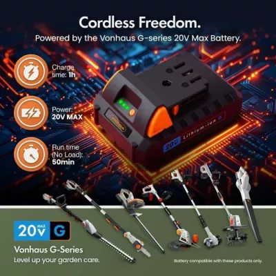 Bateri VONHAUS G Series MPN 3500385, Lithium-Ion 20V 4Ah, e zezë/portokalli