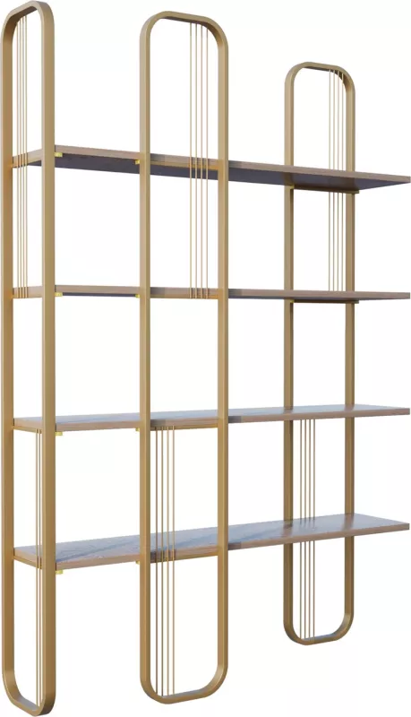 Raft librash Hanah Home, ngjyrë e verdhë, stil barok glam, 124x182x26cm