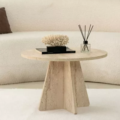 Tavolinë kafeje Skye Decor, ngjyrë travertine, 60x40cm