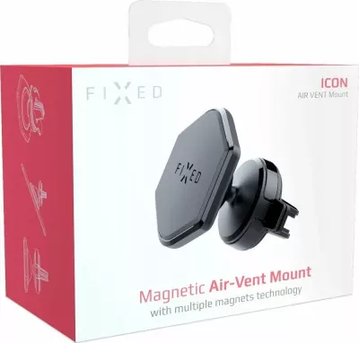 Mbajtës telefoni magnetik Fixed Icon Air Vent, për grilë ajrimi, i zi, set me 2 pllaka metalike