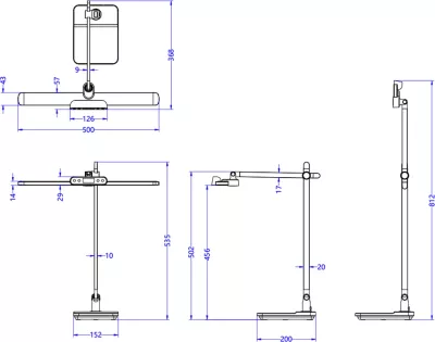 Lampë tavoline LED profesionale BLAIN PRO FH4447.08, bazë ABS dhe krahë alumini, ngjyrë argjendi, 36,8x81H cm