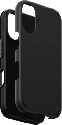 Mbështjellës PanzerGlass CARE Double Defense për iPhone 16, i zi