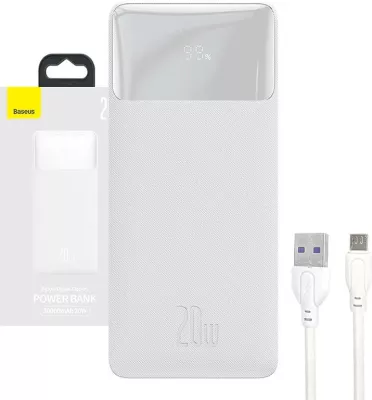Powerbank Baseus Bipow 30000mAh, 20W, e bardhë