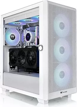 Kasë Thermaltake S250 TG ARGB Snow White, Midi Tower, xham i temperuar, ARGB, e bardhë