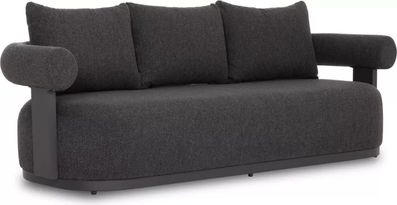 Divan treshe DECCARD CD6462.01, alumin i zi i errët & material tekstili, 230x92x67cm