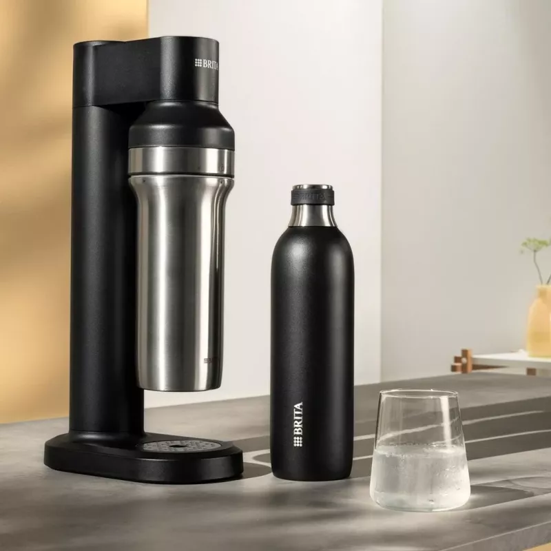 Shishe uji BRITA sodaTRIO 0.65L, çelik inox, e zezë