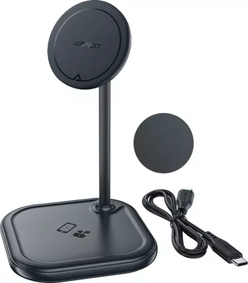 Karikues wireless Acefast E6, 15W, MagSafe, për iPhone dhe AirPods, Gri