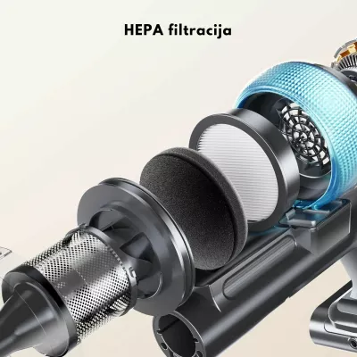 Fshesë elektrike vertikale pa kabllo Yaber P20 120AW, HEPA, 0.8L, 52 min, portokalli