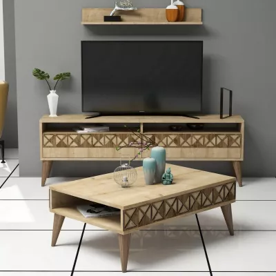 Set mobiljesh për dhomë dite, Skye Decor, linja Line, ngjyrë lisi