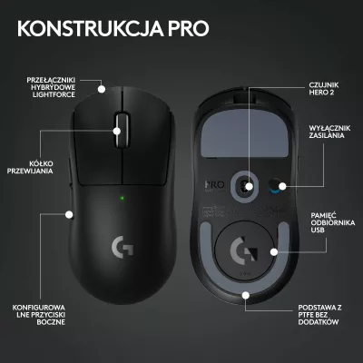 Maus Logitech G PRO X SuperLight 2 910-006630, Wireless LIGHTSPEED, HERO 2, 32000 DPI, 60 g, i zi