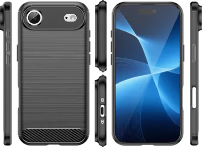 Mbështjellës Hurtel Carbon Case për iPhone 17 Air, TPU, i zi