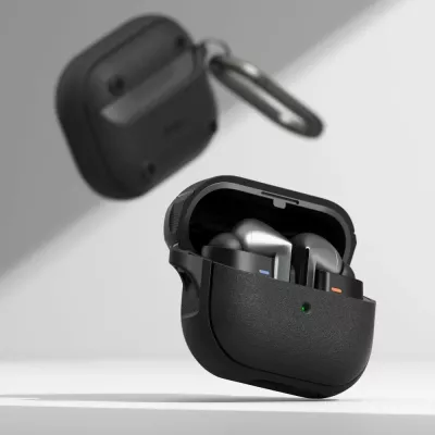 Mbështjellës Ringke Onyx për Samsung Galaxy Buds 3/3 Pro, MagSafe, me karabinë, e zezë