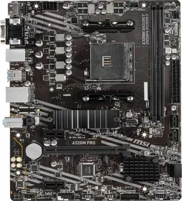 Pllakë amë MSI A520M PRO, mATX, 2xDDR4 deri 64GB