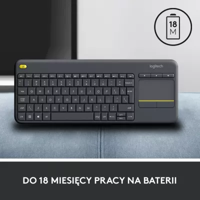 Tastierë pa tela Logitech K400 Plus 920-007145 me touchpad, US INTL, e zezë