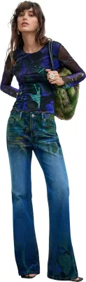Maicë me mëngë të gjata për femra Desigual TS_DOTS LEAF_LACROIX 26WWTK02, vjollcë [Madhësia: L]