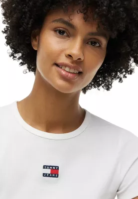 Maicë për femra Tommy Hilfiger Jeans TJW BADGE RIB DW0DW17881, krem [Madhësia: L]