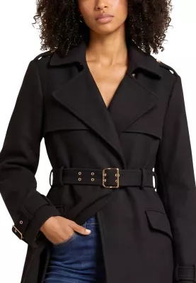 Pallto trench për femra Guess EVE Melton Trench W6BL51 W4138, e zezë [Madhësia: XXL]