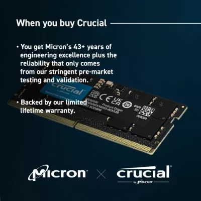 RAM Memorje Crucial CT16G48C40S5 16GB DDR5-4800 (PC5-38400) SODIMM CL40 1.1V, 1 modul, e zezë