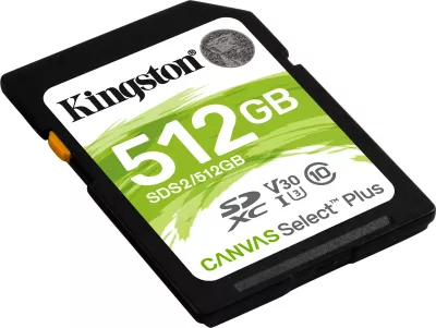 Kartelë SD Kingston 512GB SDXC Canvas Select Plus, 100 MB/s, e zezë