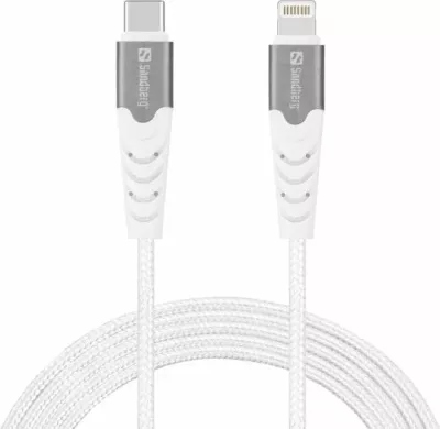Kabllo USB-C PD në Lightning MFI Sandberg 136-25 PRO 1m, bardhë/gri