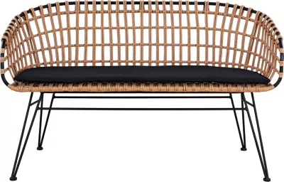 Bancë metalike Allegra FH5692 me thurje, ngjyrë zezë-bezhë, 124x57x77 cm