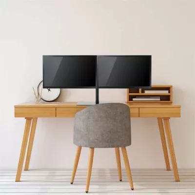 Mbajtëse tavoline për dy monitorë VONHAUS 3000484 13-27\", bazë xhami, e zezë
