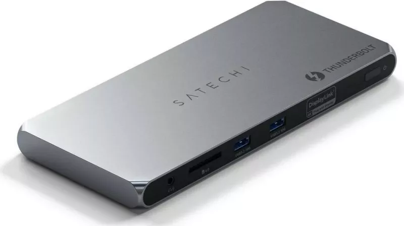 Docking station Satechi Thunderbolt 4, 2x USB-A, 2x HDMI, Ethernet, ngjyrë argjendi