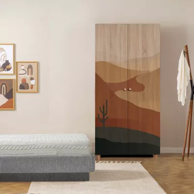Dollap Lidya 2, Skye Decor, ngjyrë sonomo, 90x192x52 cm