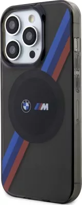Mbështjellës BMW BMHMP14XHDTK për iPhone 14 Pro Max 6.7", Tricolor Stripes MagSafe, Gri