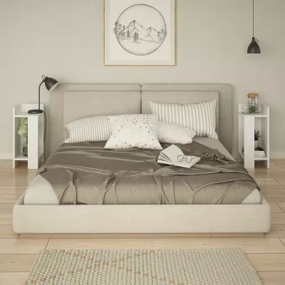 Komodinë e bardhë për dhomë gjumi, set prej 2 copësh, Skye Decor, Elos