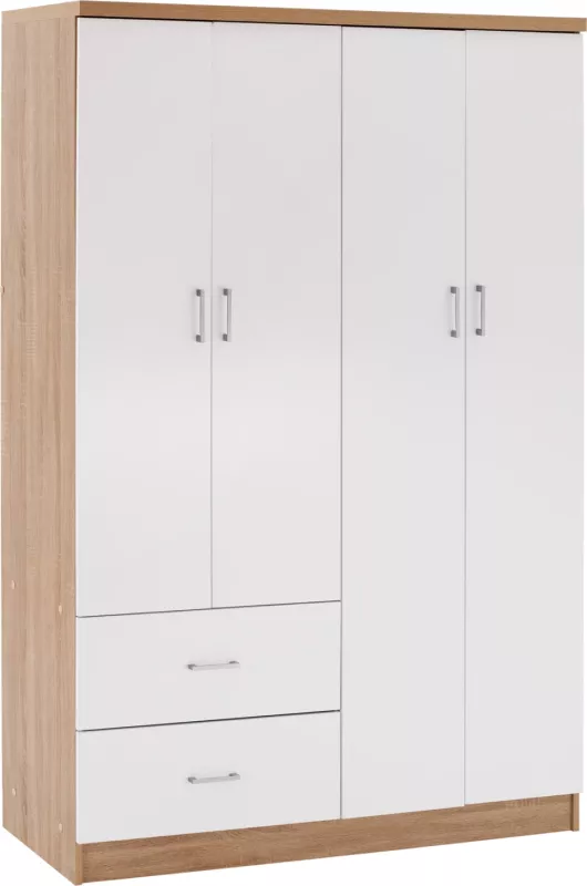 Dollap me 4 dyer dhe 2 sirtarë FH339.06 Sonama Bardhë 120x42,5x180,5 cm