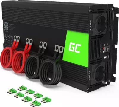 Adaptor/Inverter për Auto Green Cell INV12, 3000 W, i Zi