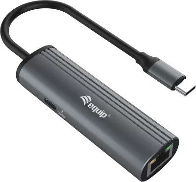 Adapter USB-C në RJ45 Gigabit me Power Delivery 100W, Equip, i zi/gri