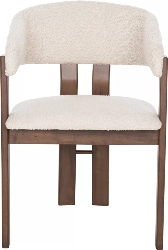 Karrige për ngrënie ZARRA FH9970.03, dru gome, ngjyrë arre, pëlhurë boucle ecru, 55,5x59x81,5H cm, set prej 2 copash