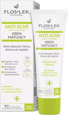 Krem fytyre për femra Floslek Anti-Acne 24h Mattifying System, 50ml