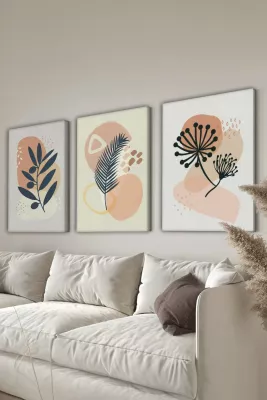 Pikturë dekorative në kanavacë, set prej 3 copash, Wallity, 40x60cm
