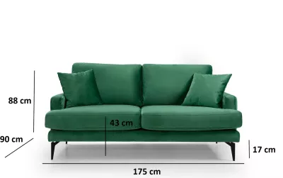 Divan dy ulëshe, ngjyrë e gjelbër, Papira 2 Seater