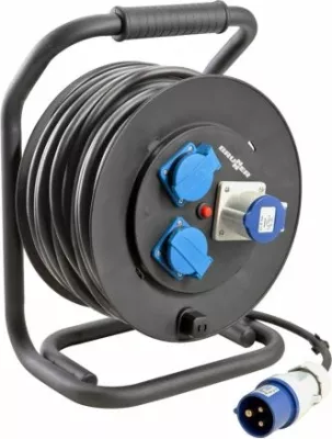 Rrotë zgjatuesi kablli BRUNNER Drummer Rubber 25 m 3x2.5 mm², CEE + 2 Schuko + 1 CEE, e zezë