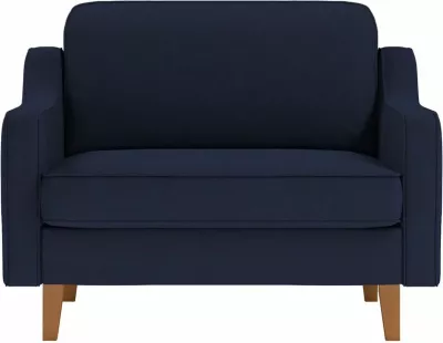 Divan një vendësh Robin, ngjyrë blu nate, këmbë druri, Atelier del Sofa