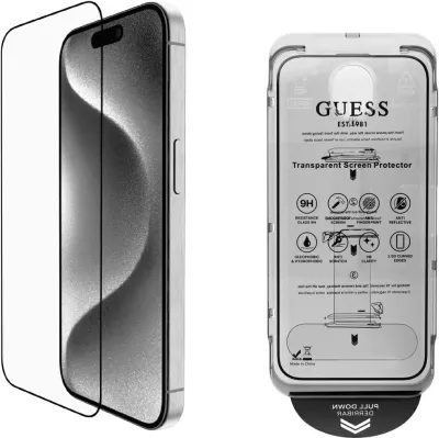 Mbështjellës xhami Guess BP Rhinestone 2in1 për ekran dhe lente, për iPhone 16 Pro Max, Argjendtë