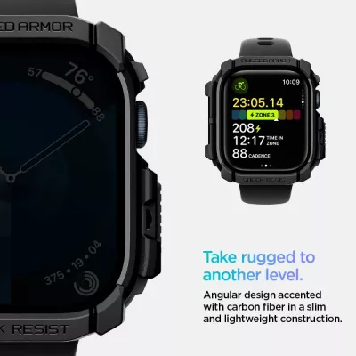 Mbështjellës Spigen Rugged Armor për Apple Watch 10, 46mm, i zi