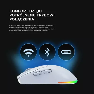 Maus Rampage Prote M5 Pro 26000 DPI RGB LED i bardhë
