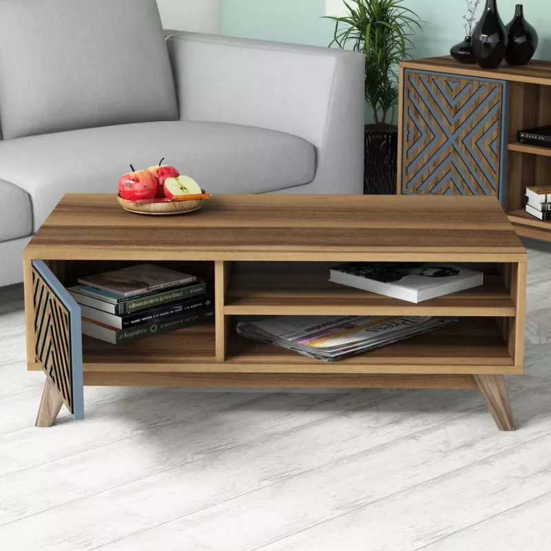 Kompozim dhome ndeje FH11853.02 2PCS melaminë në ngjyrë arre-blu